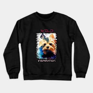 Yorkshire Terrier Dog Wild Nature Animal Colors Art Painting Crewneck Sweatshirt